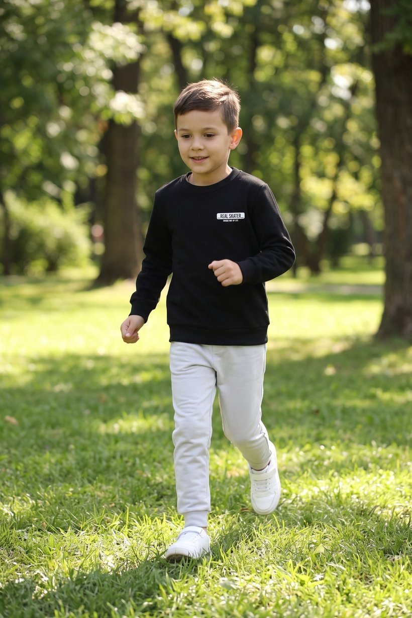 Kids Boy Long Sleeve Graphic Print Sweatshirt, Black