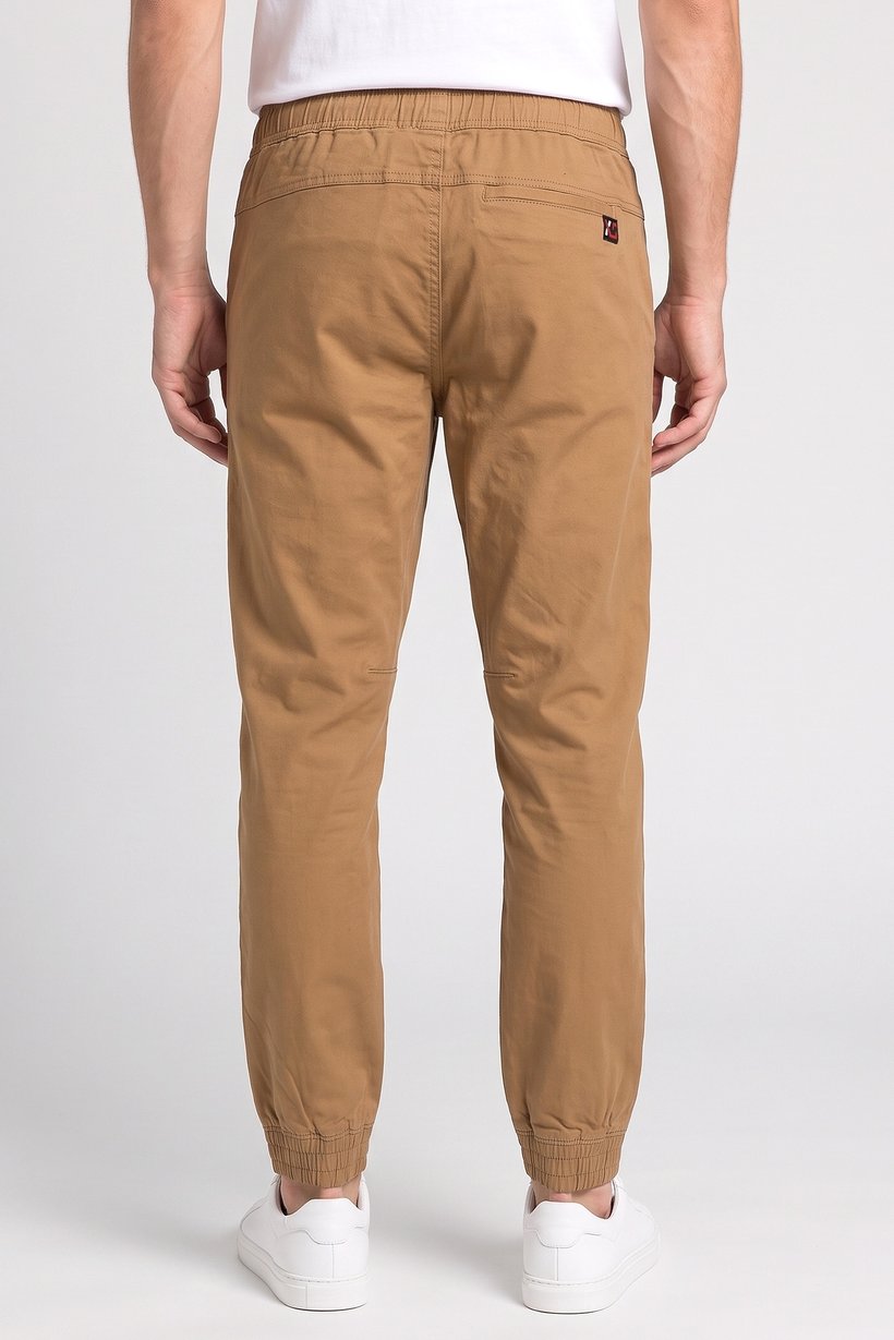 Men Regular Fit Solid Jagger Pants, Brown