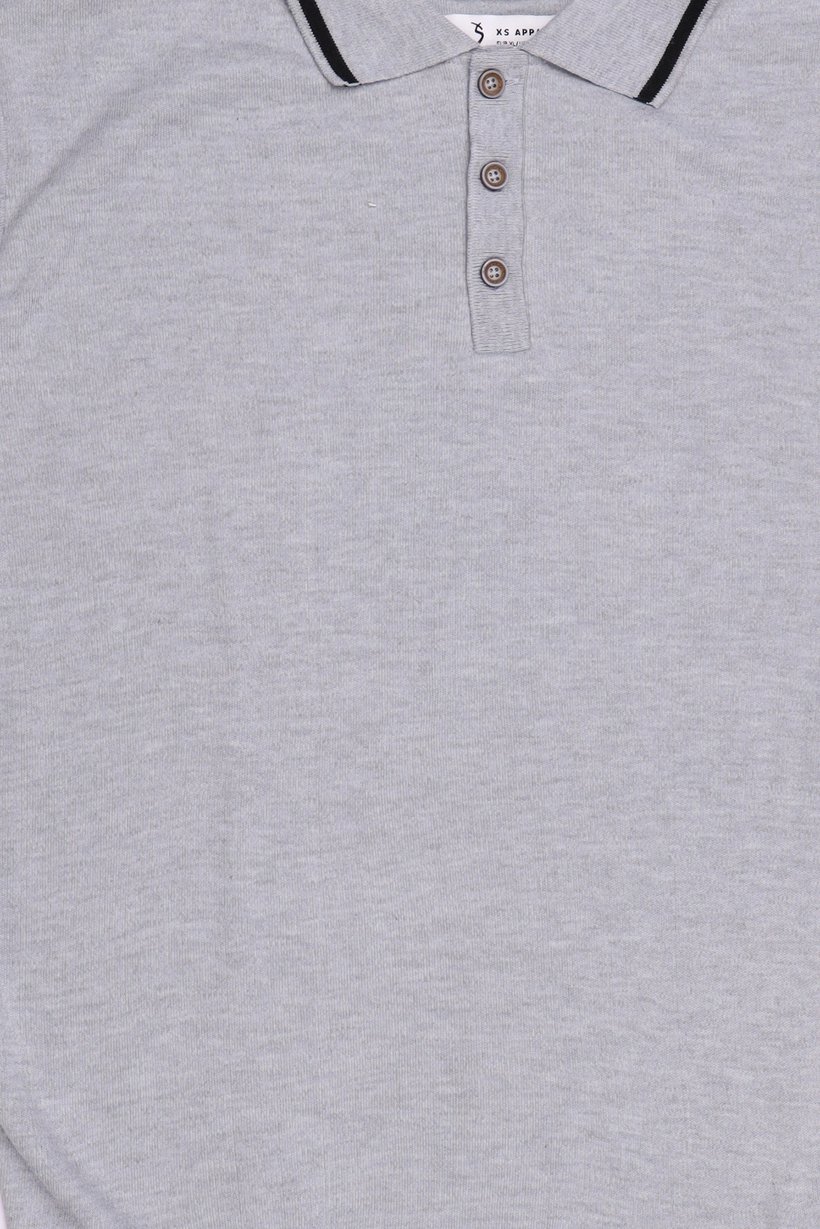 Men Spread Collar Short Sleeve Solid Polo Shirt, Grey