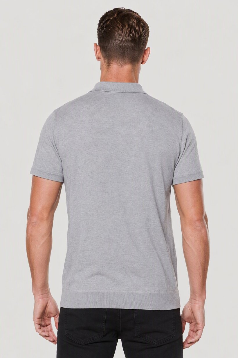Men Spread Color Textured Polo, Grey
