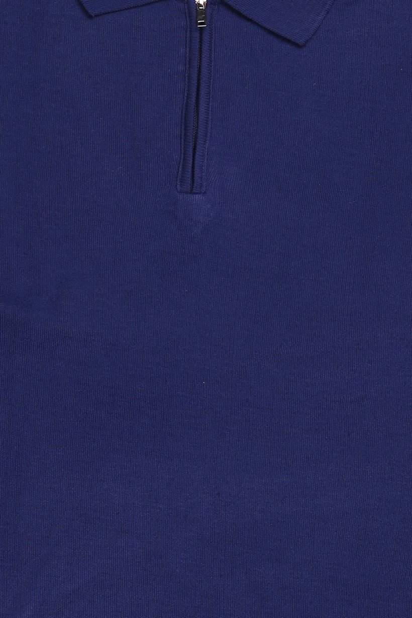 Men Regular Fit Short Sleeve Knitted Polo Shirt, Navy Blue
