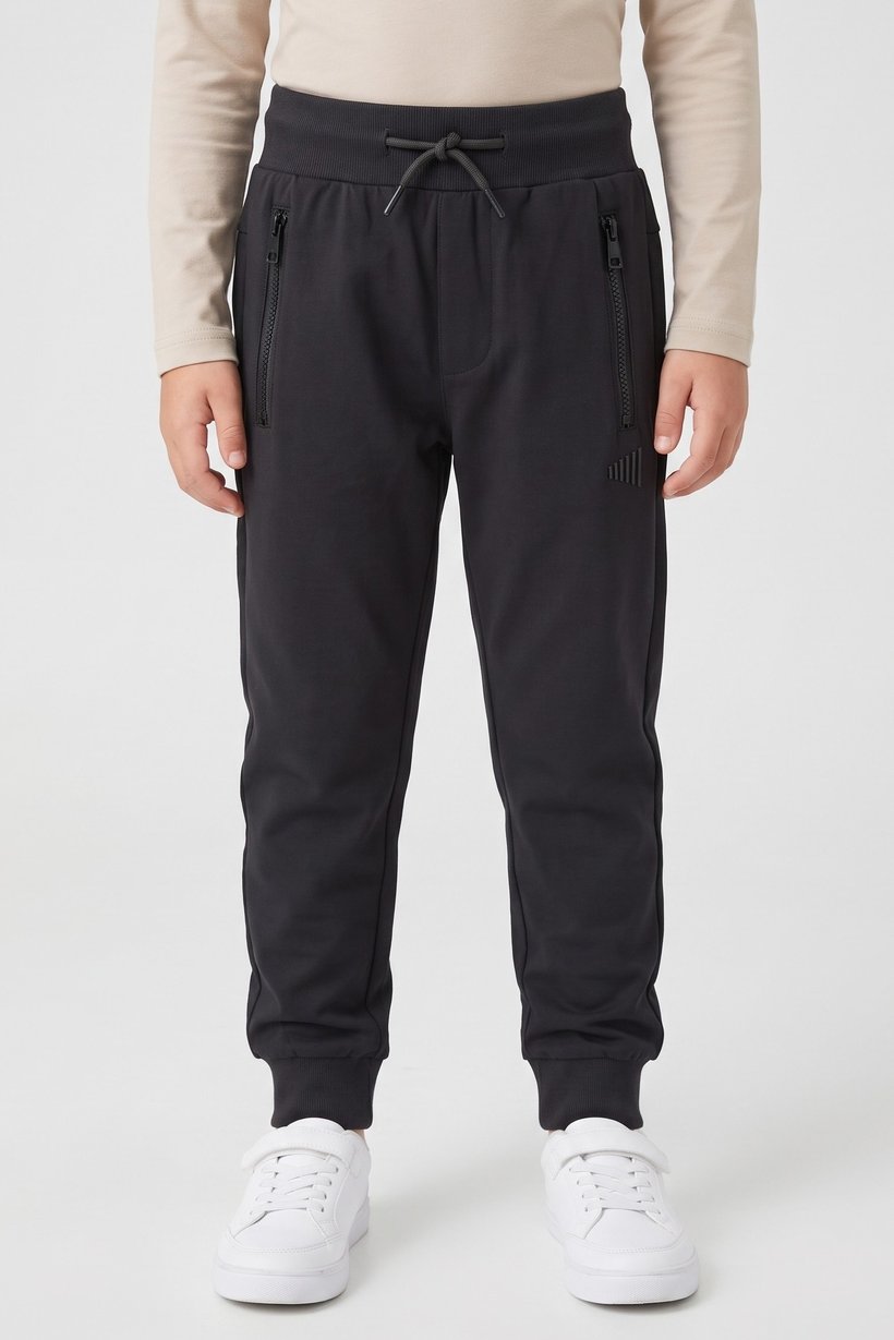 Kids Boy Regular Brand Logo Jogger Pants, Dark Grey