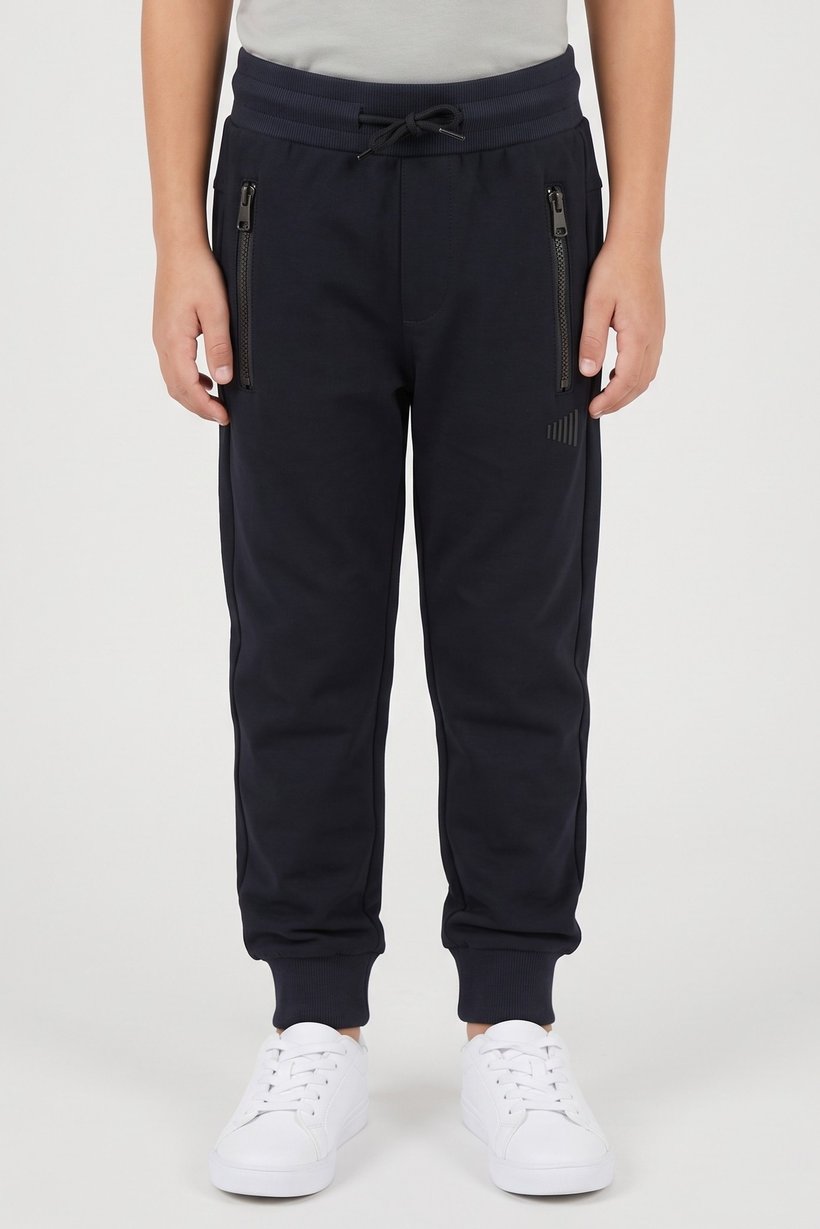 Kids Boy Regular Fit Brand Logo Jogger Pants, Navy