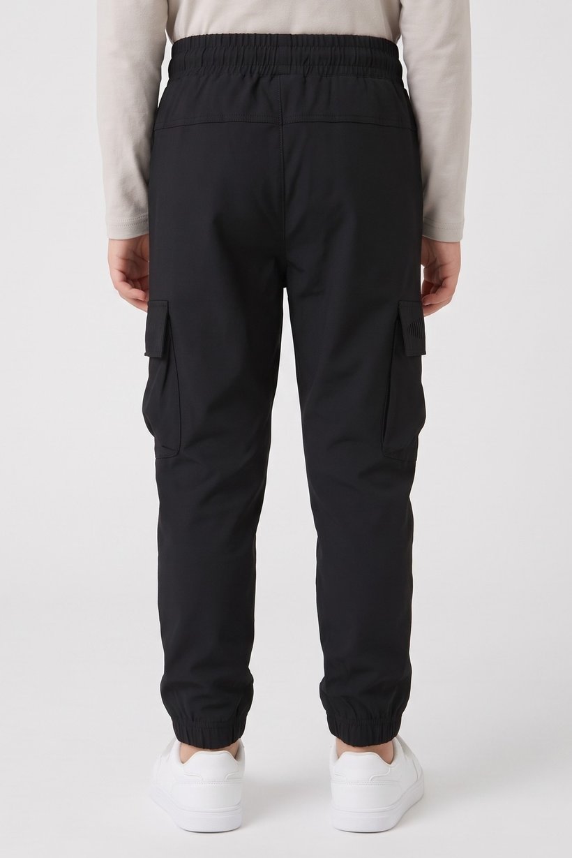 Kids Boy Drawstring Plain Jogger Pants, Black