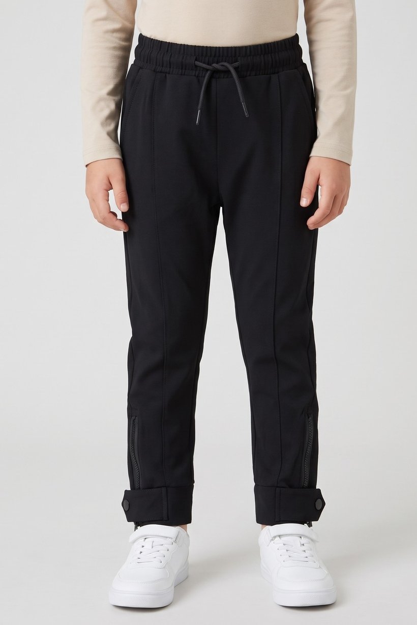 Kids Boy Brand Logo Track Pants, Black