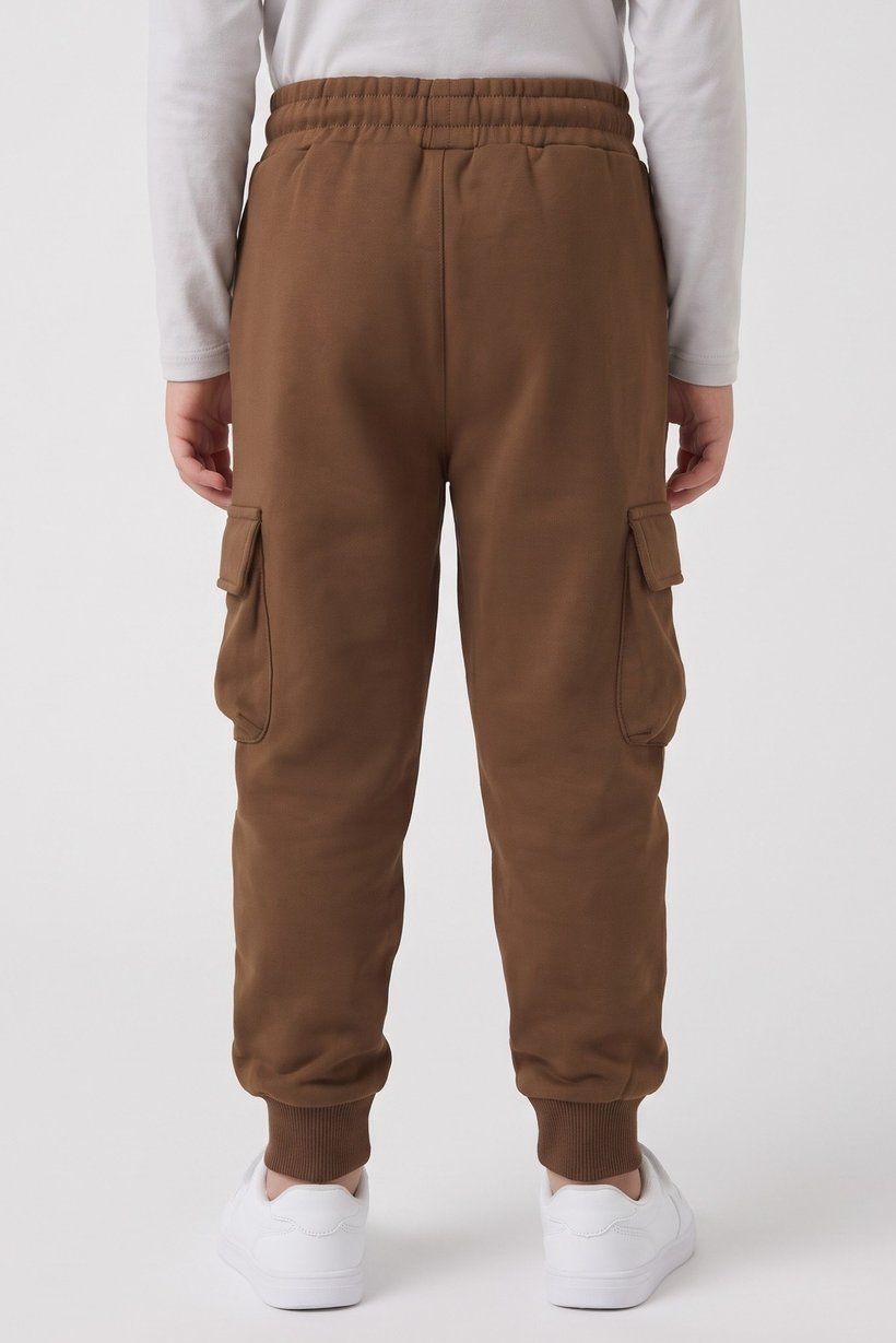 Kids Boy Regular Fit Solid Jogger Pants, Brown