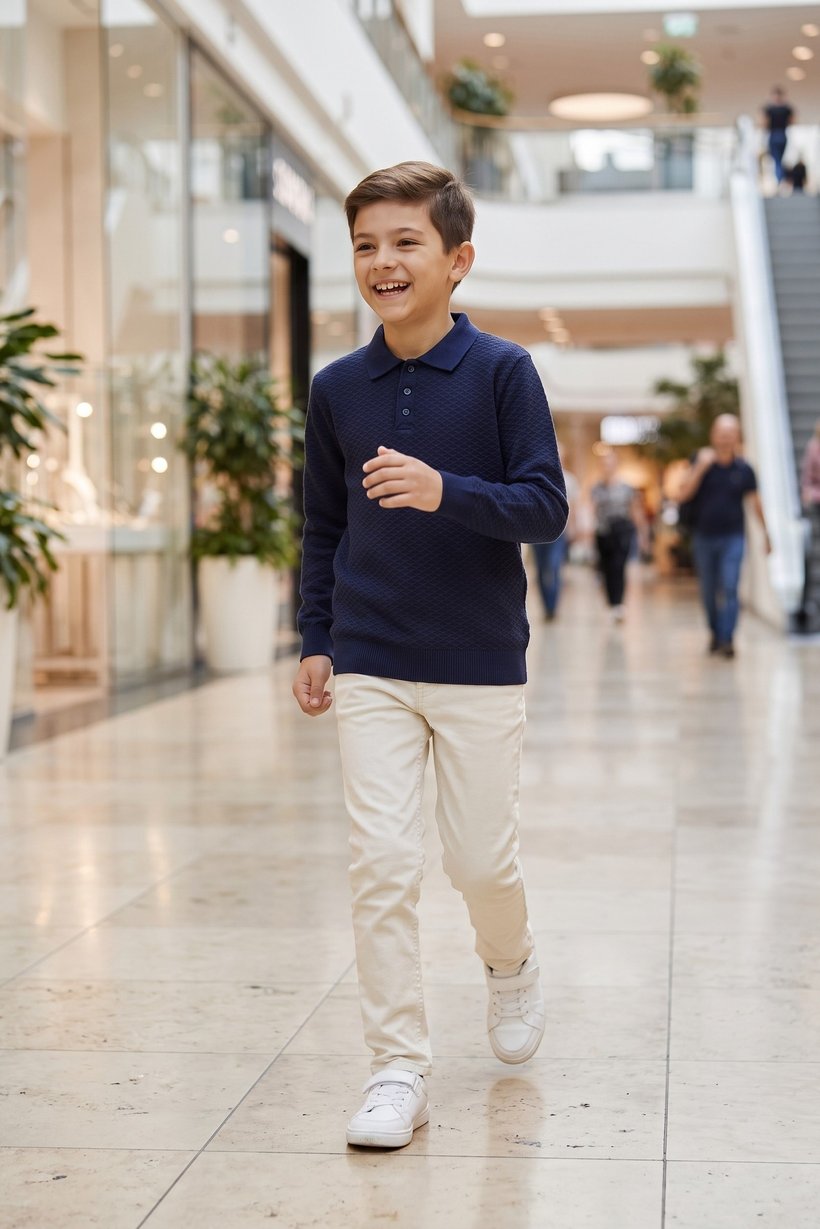 Kids Boy Spread Collar Textured Sweater, Multicolor