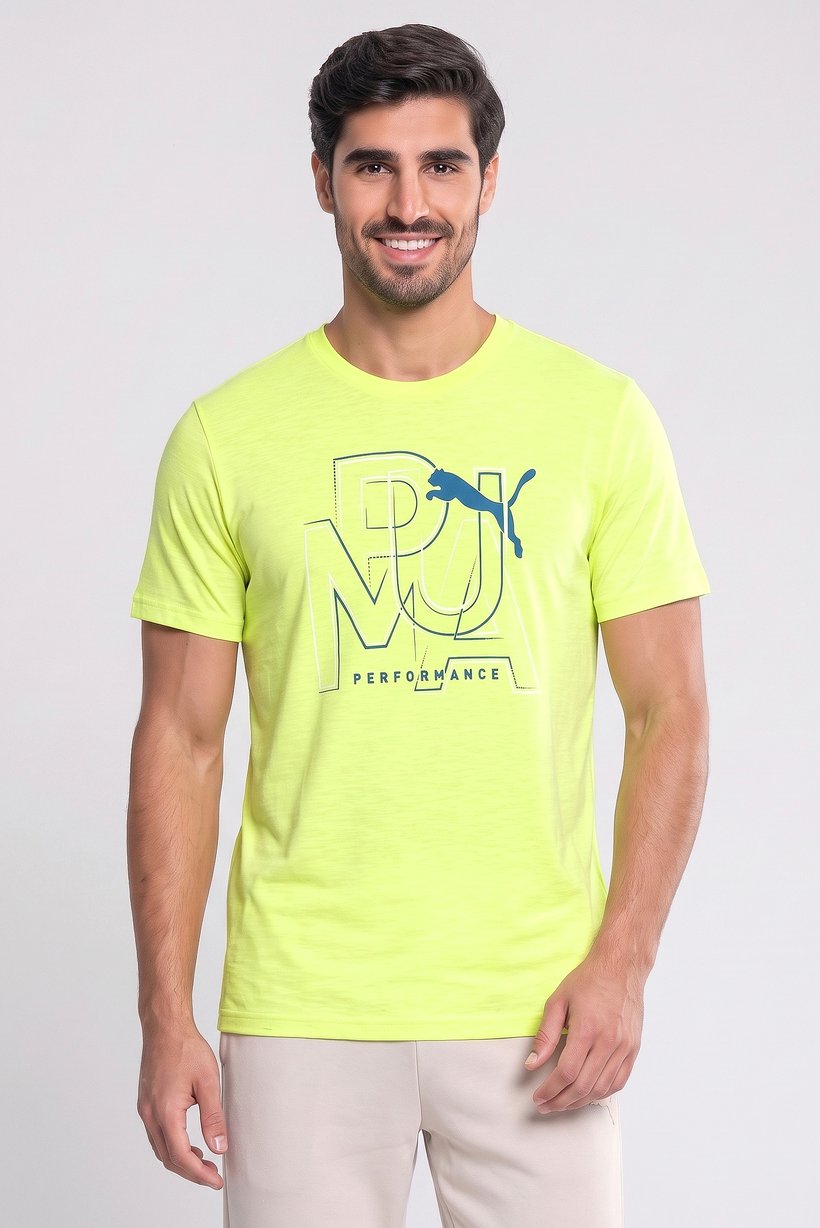 Men Sportswear Fit Short Sleeve Training T-Shirt, Lime Green
