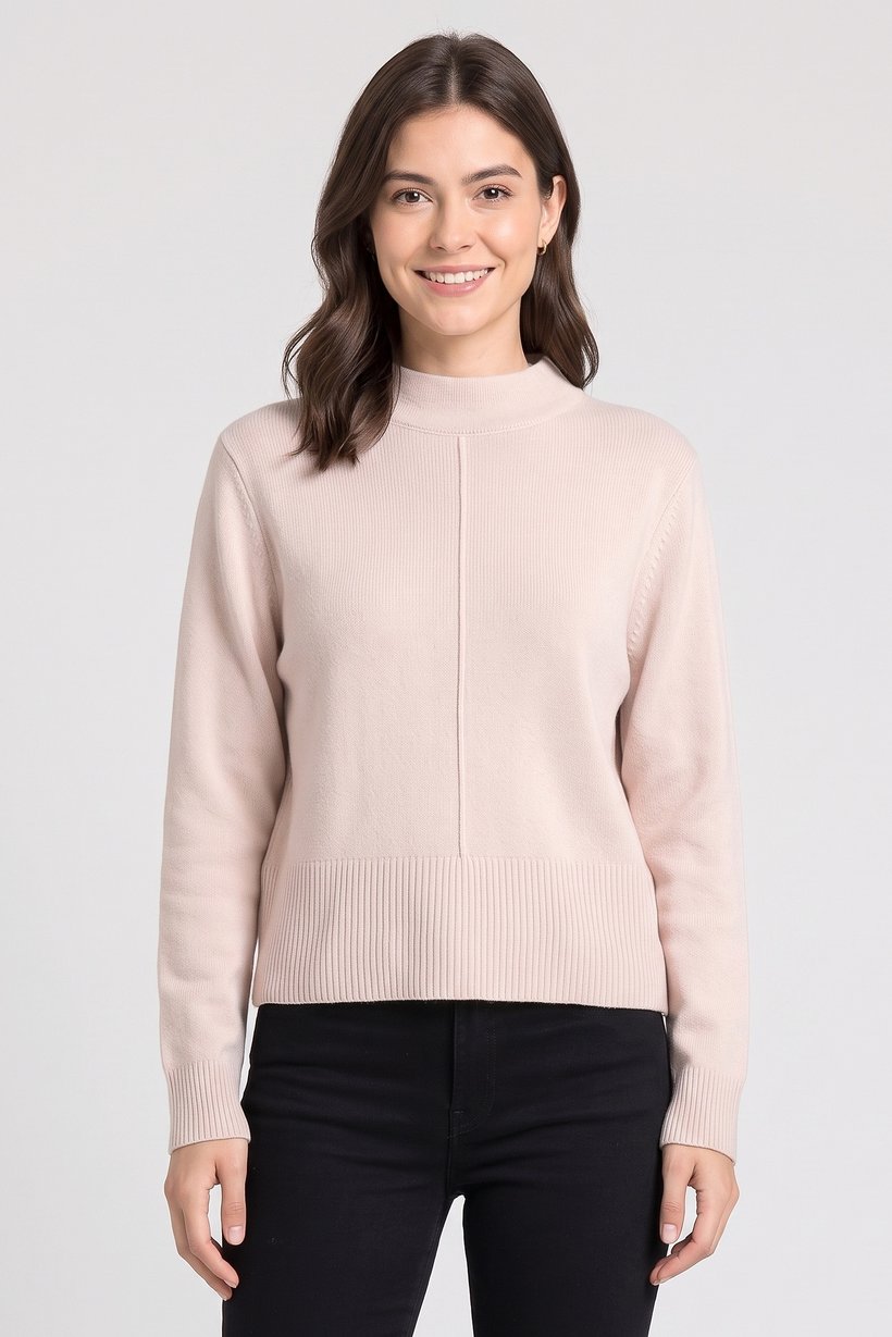 Couture Made For Vero Moda Women Round Neck Textured Sweater, Beige
