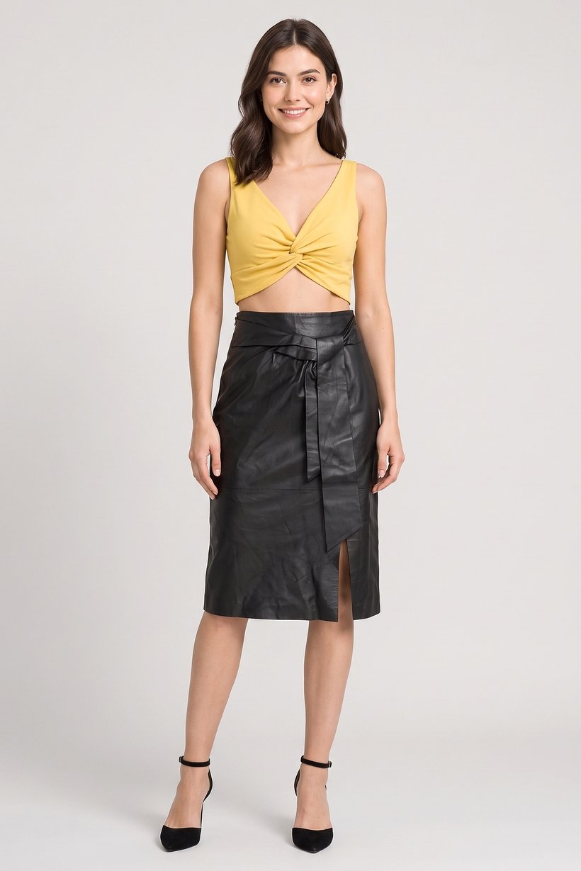 Couture Made For Vero Moda Women Solid Midi Skirt, Black