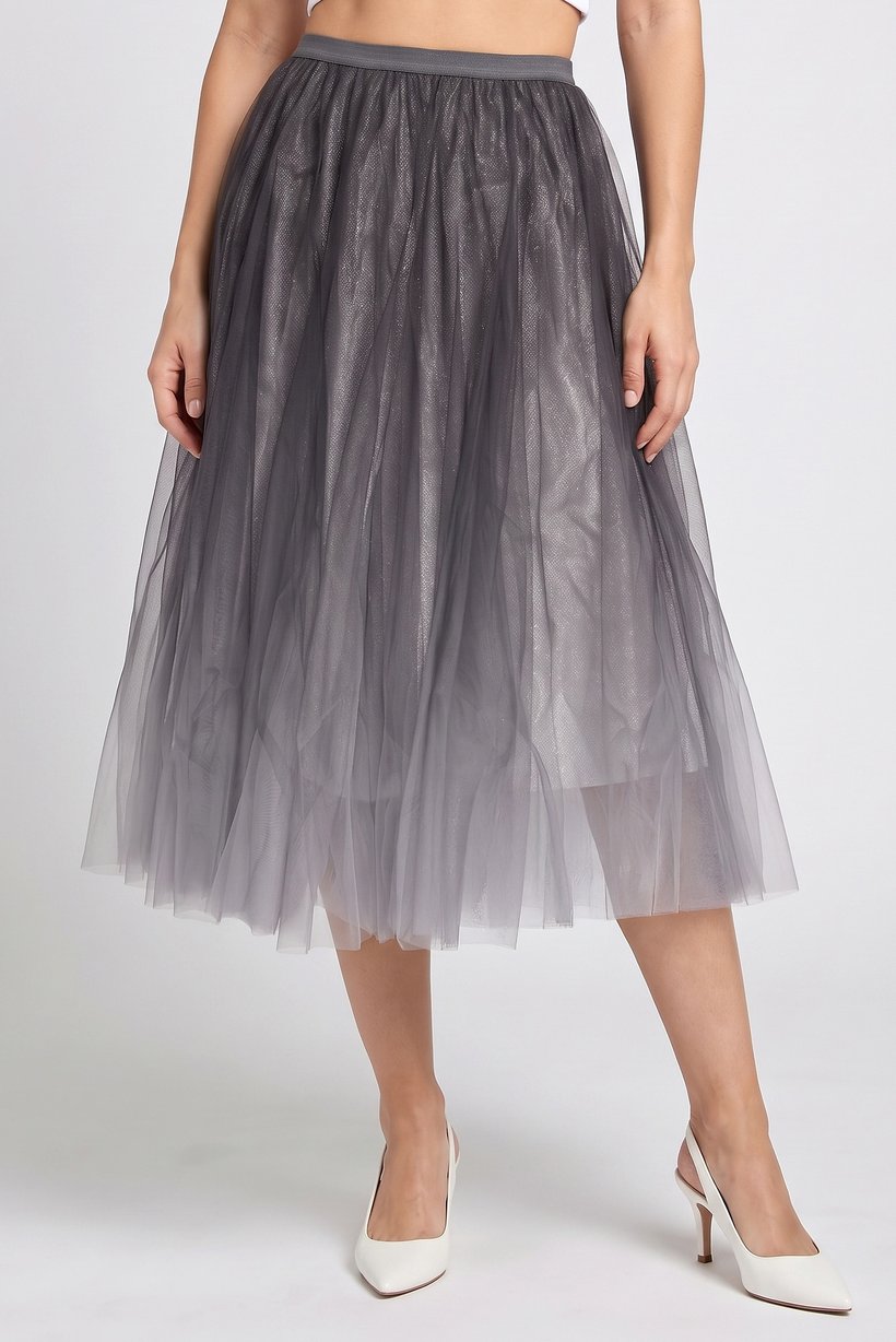 Women Textured Midi Skirt, Multicolor