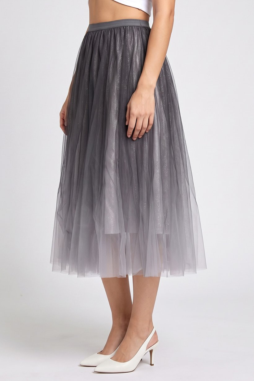 Women Textured Midi Skirt, Multicolor