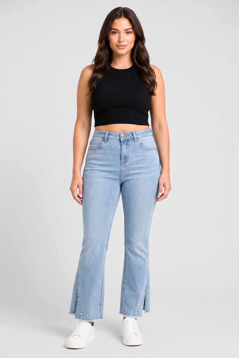 Women Boot Cut Fit Stretchable Denim Jeans, Light Blue