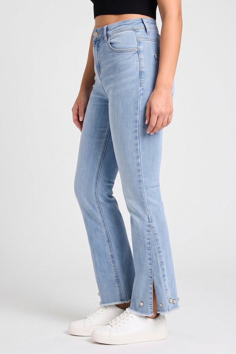 Women Boot Cut Fit Stretchable Denim Jeans, Light Blue