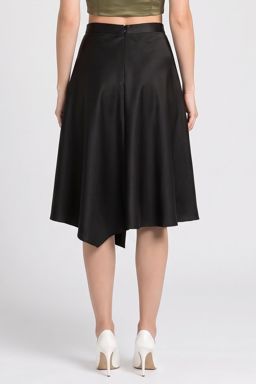 Women Plain Midi Skirt, Black