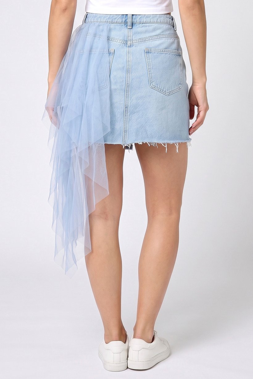 Your Choice By Vero Moda Women Washed Denim Skirt, Light Blue