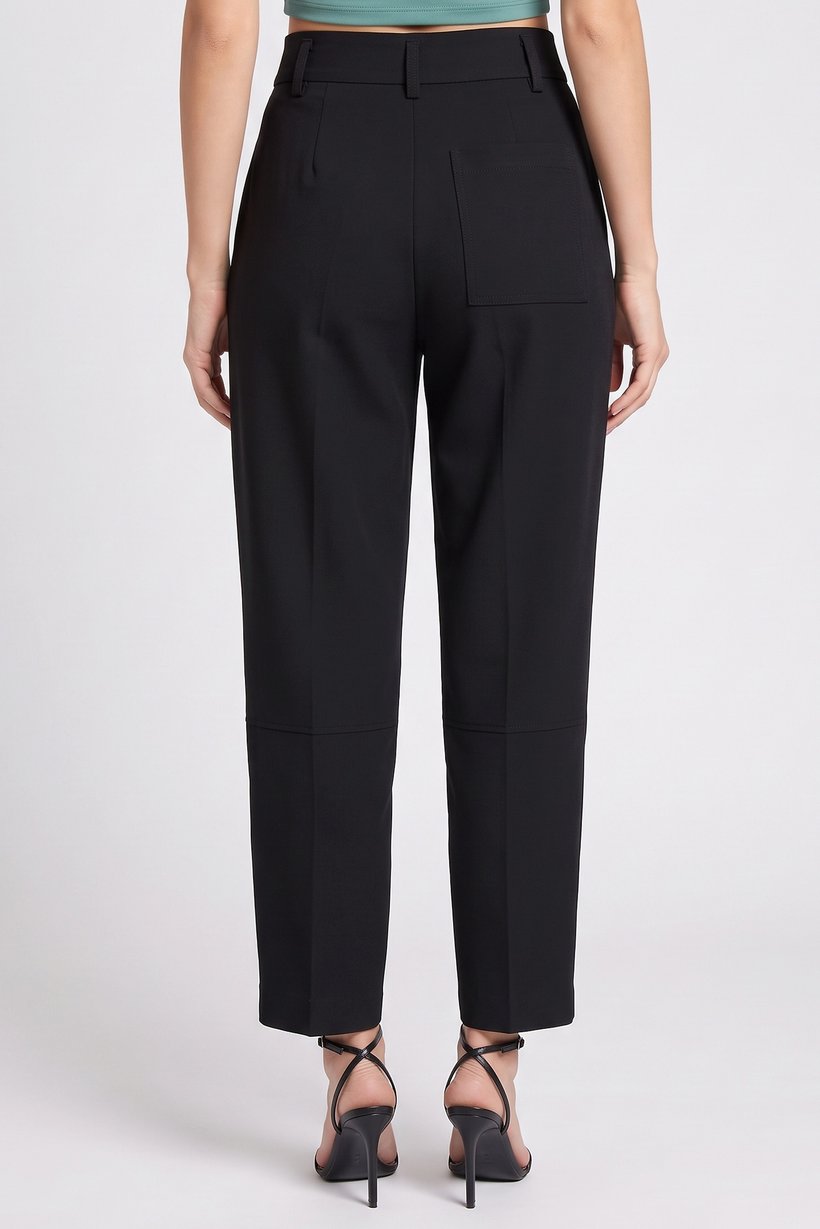 Women Regular Fit Solid Straight Leg Pants, Black