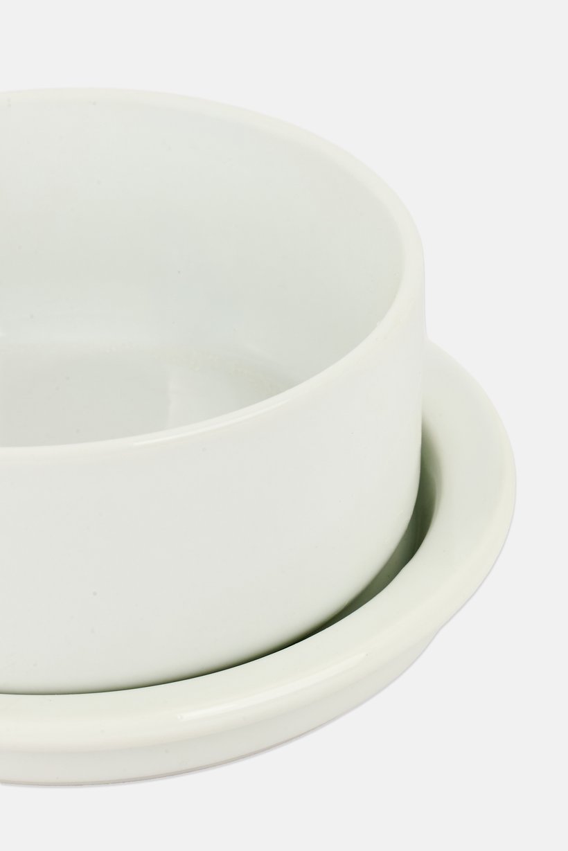 2 Pcs Serving Plate With Bowl, White