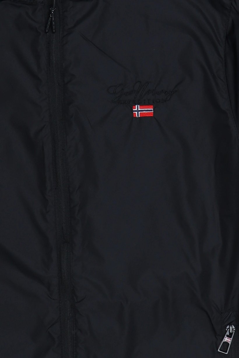 Men Embroidered Logo Windbreaker Jacket, Black