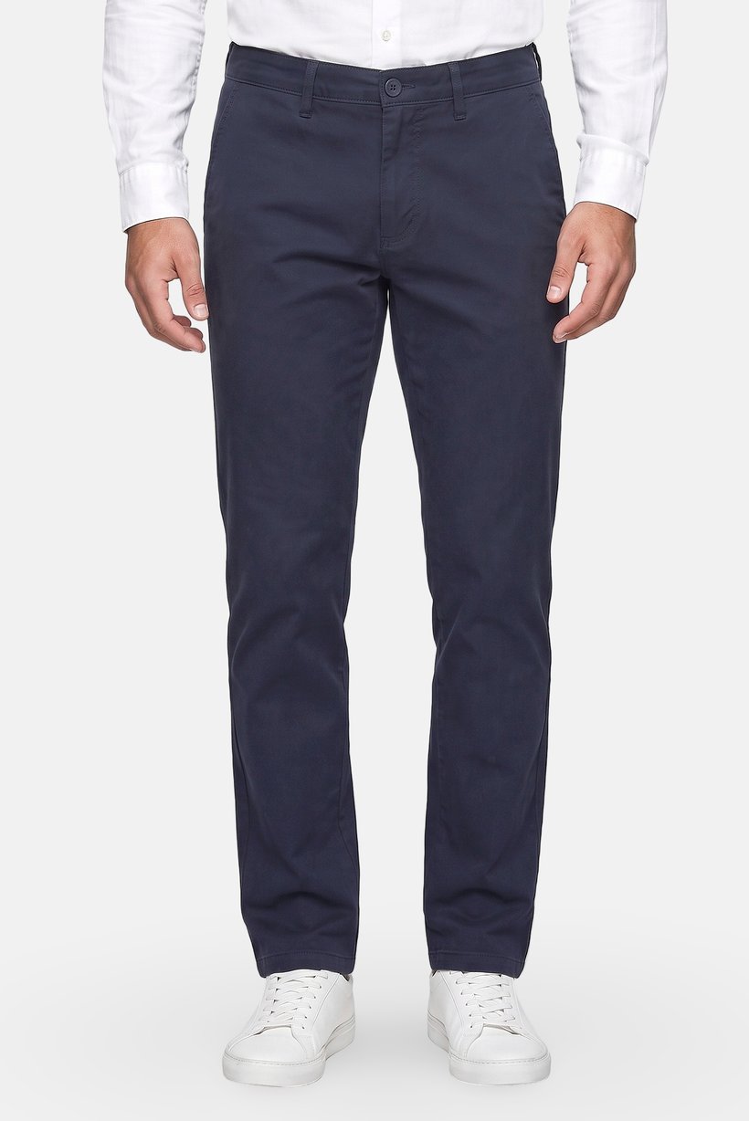 Men Straight Fit Solid Chino Pants, Navy