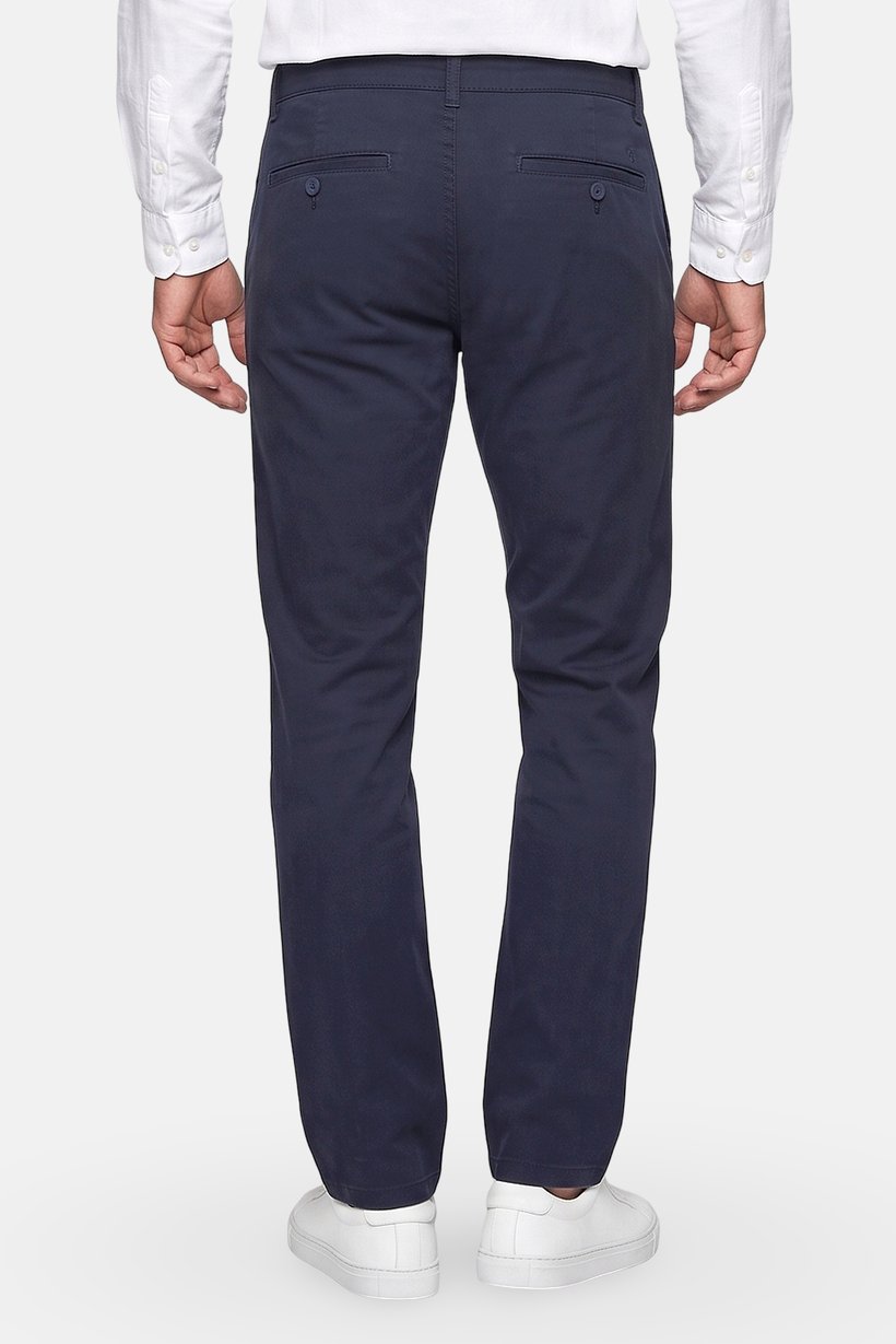 Men Straight Fit Solid Chino Pants, Navy