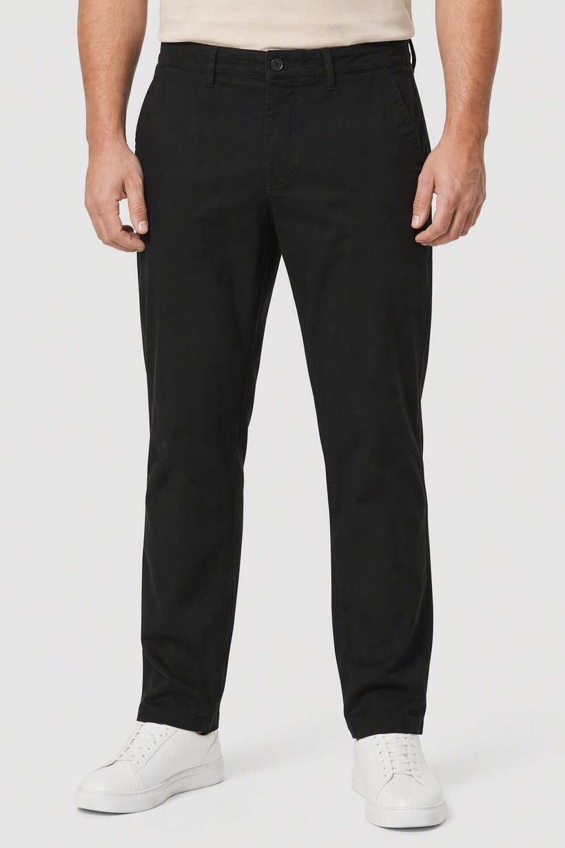 Men Straight Solid Chino Pants, Black