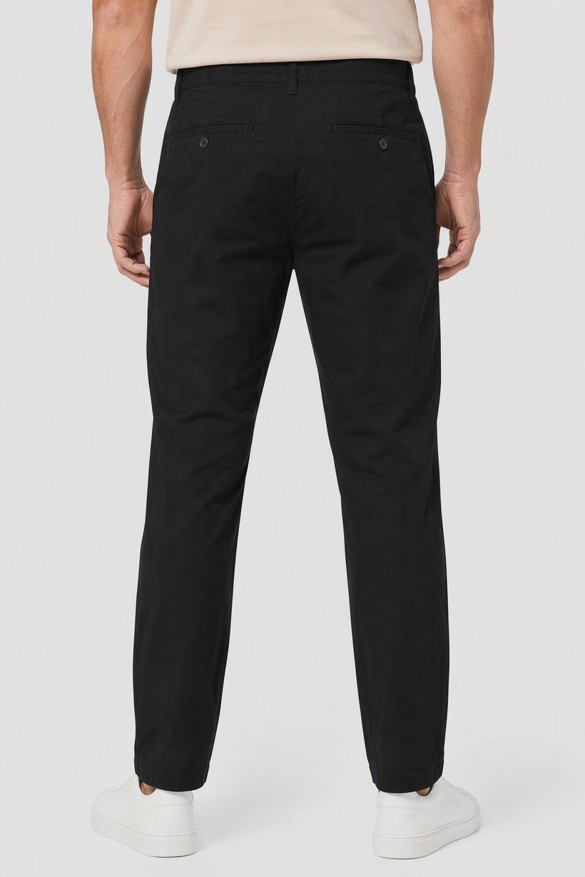 Men Straight Solid Chino Pants, Black