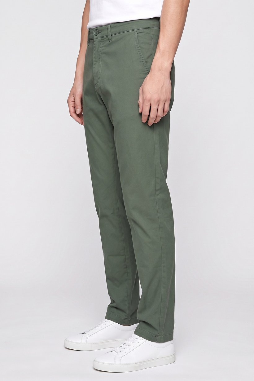 Men Slim Fit Solid Chino Pants, Green