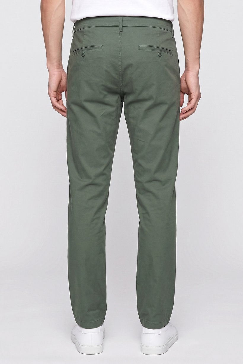 Men Slim Fit Solid Chino Pants, Green
