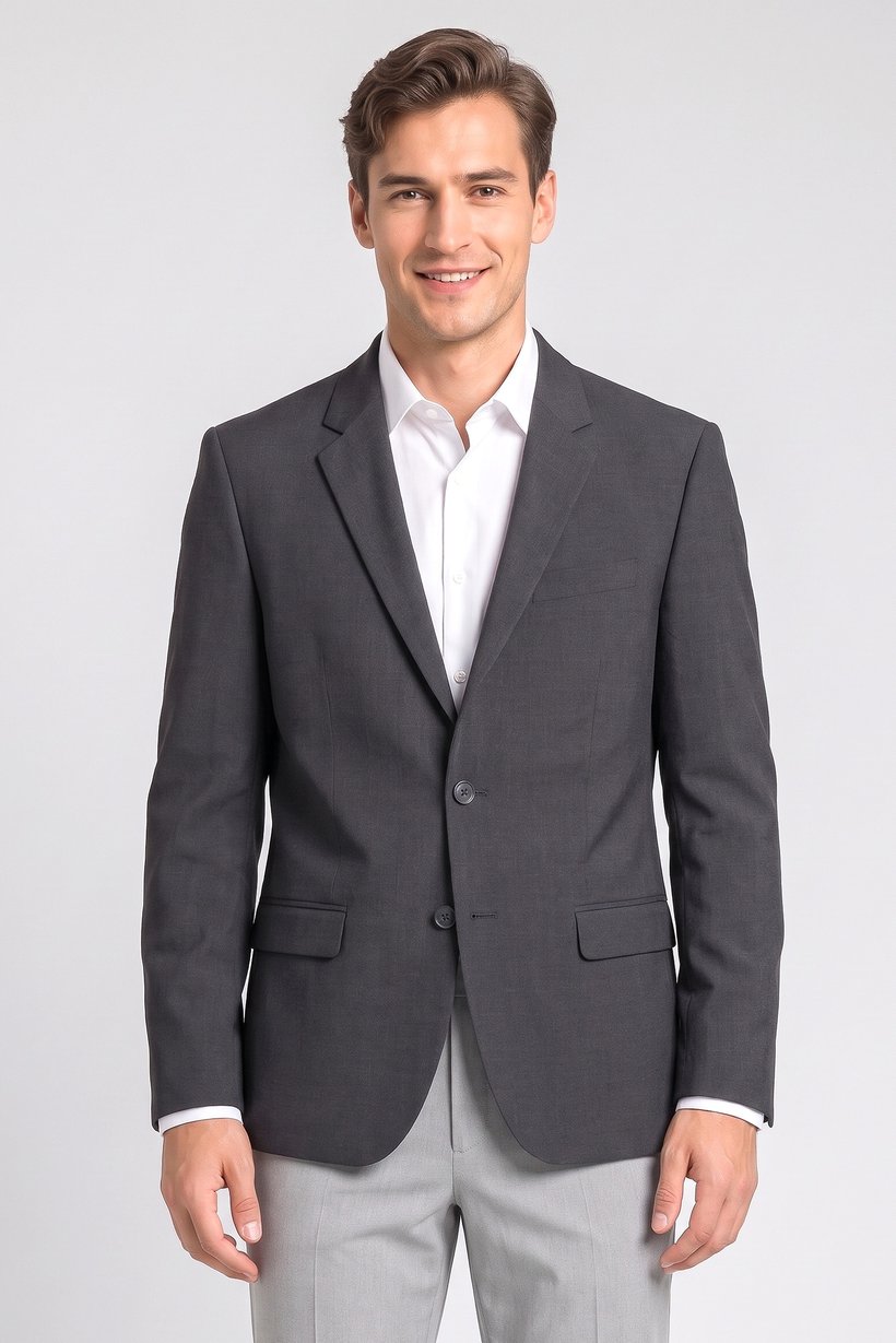 Men Slim Fit Solid Casual Blazer, Grey