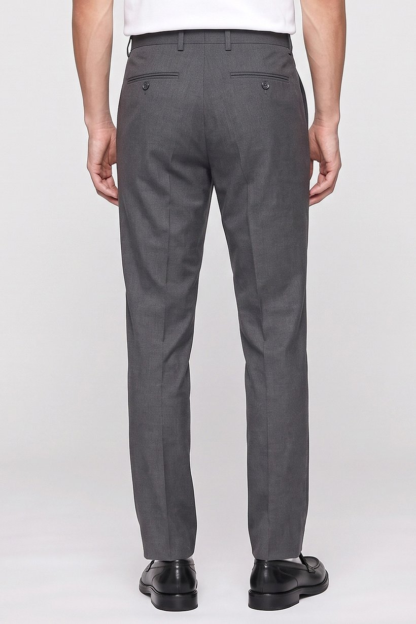 Men Slim Fit Solid Dress Pants, Grey