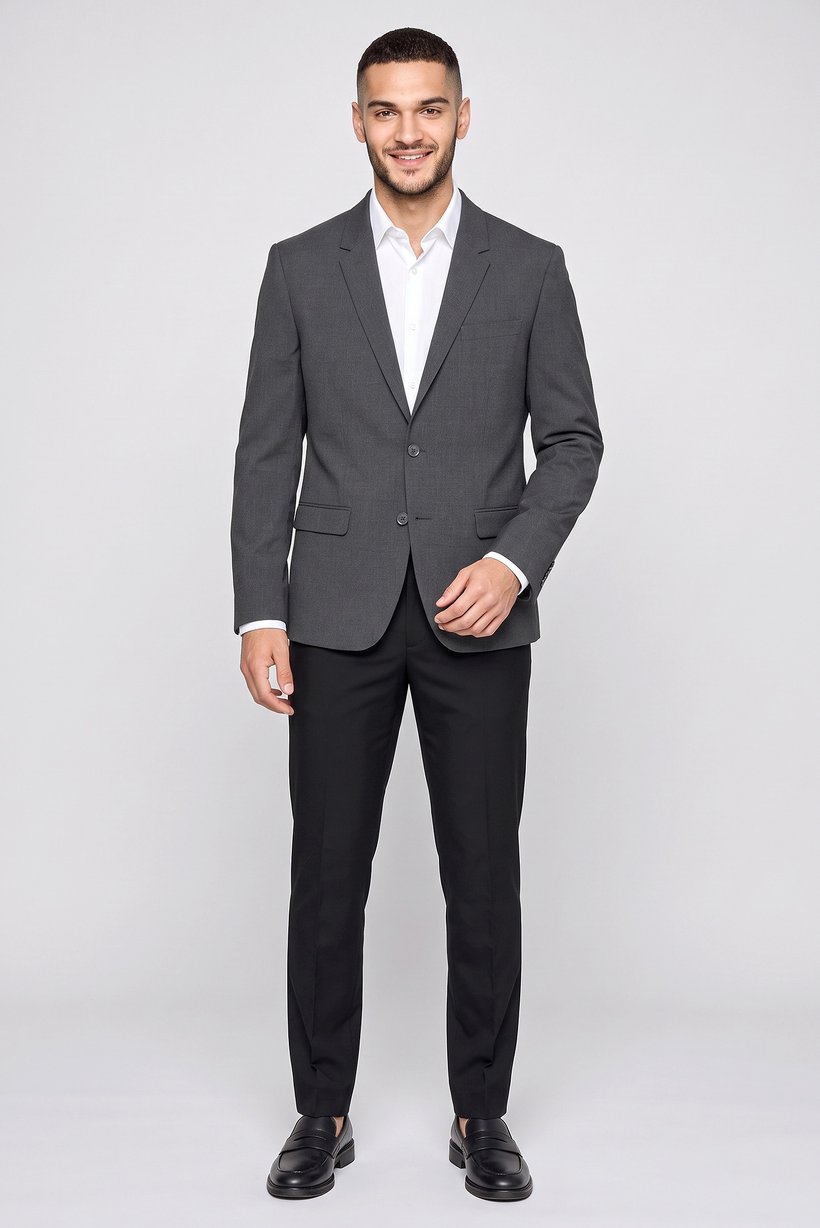 Men Slim Fit Solid Casual Blazer, Grey