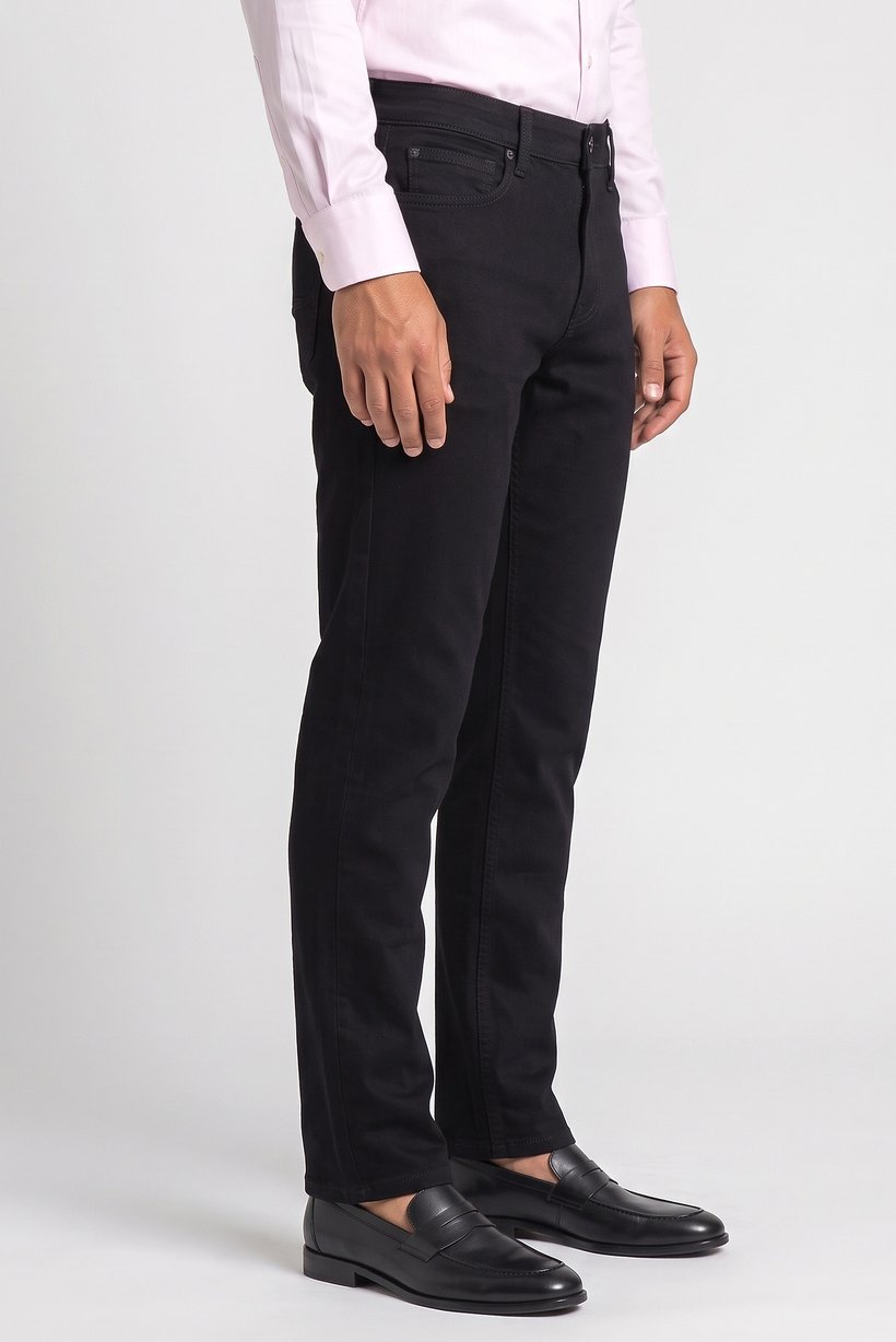 Men Straight Fit Washed Stretchable Jeans, Black
