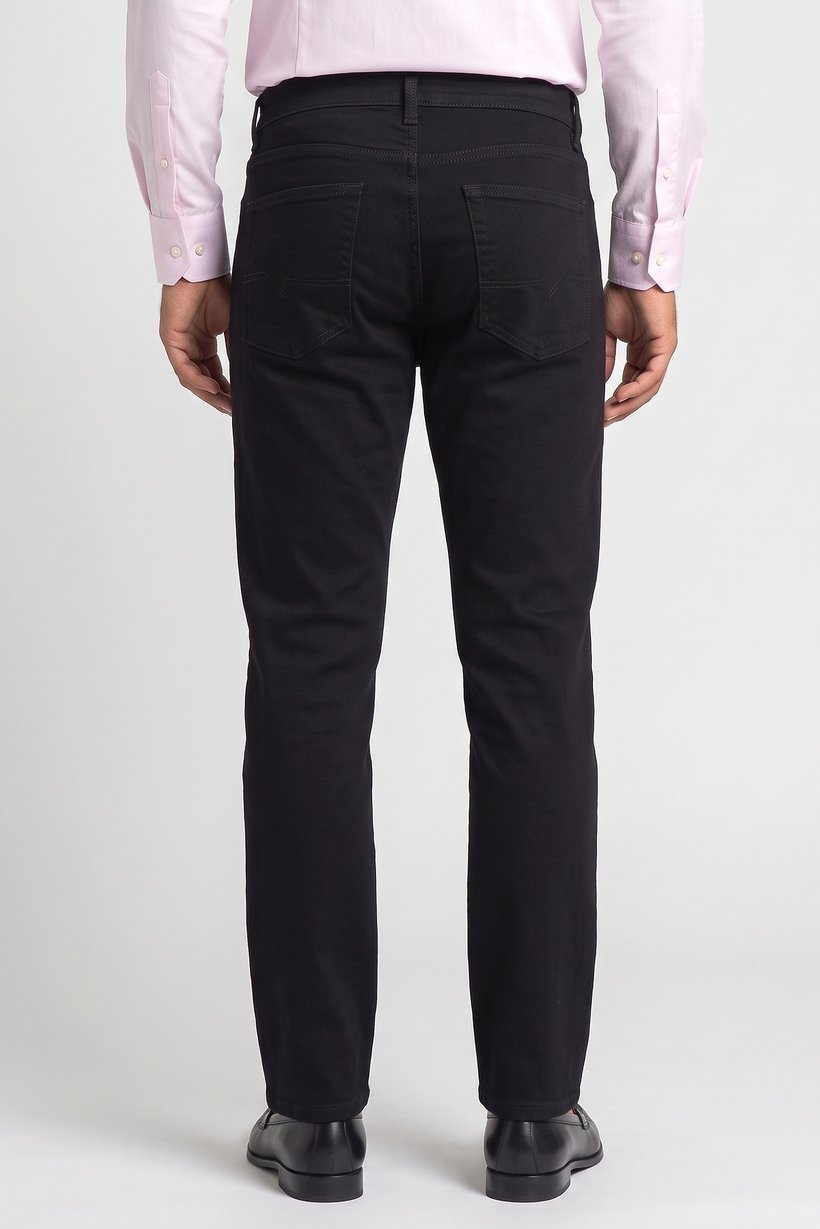 Men Straight Fit Washed Stretchable Jeans, Black