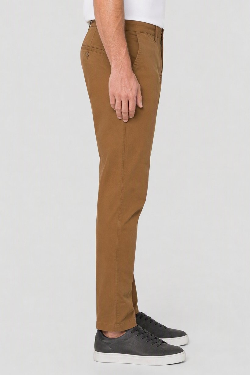 Men Slim Fit Solid Chino Pants, Brown