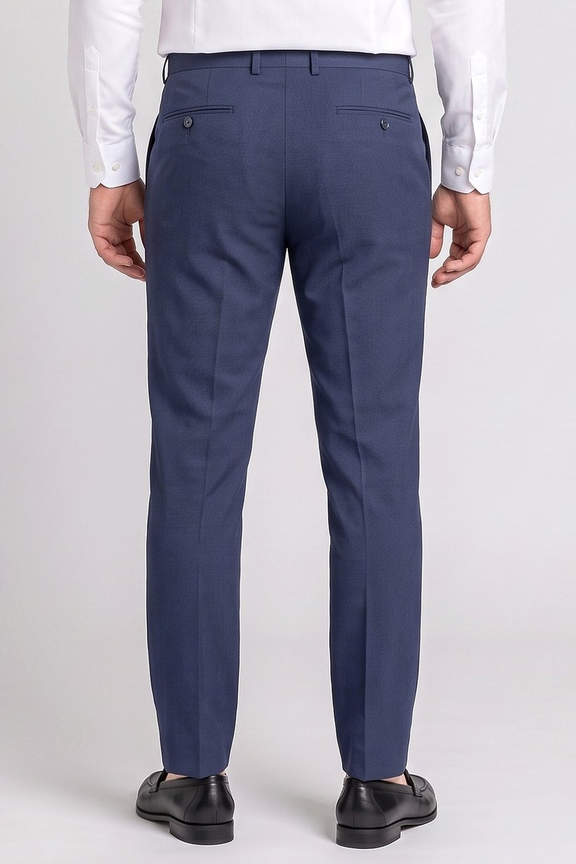 Men Slim Fit Textured Dress Pants, Navy