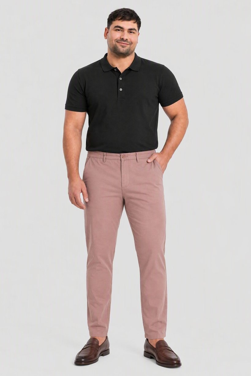 Men Slim Fit Solid Chino Pants, Old Rose