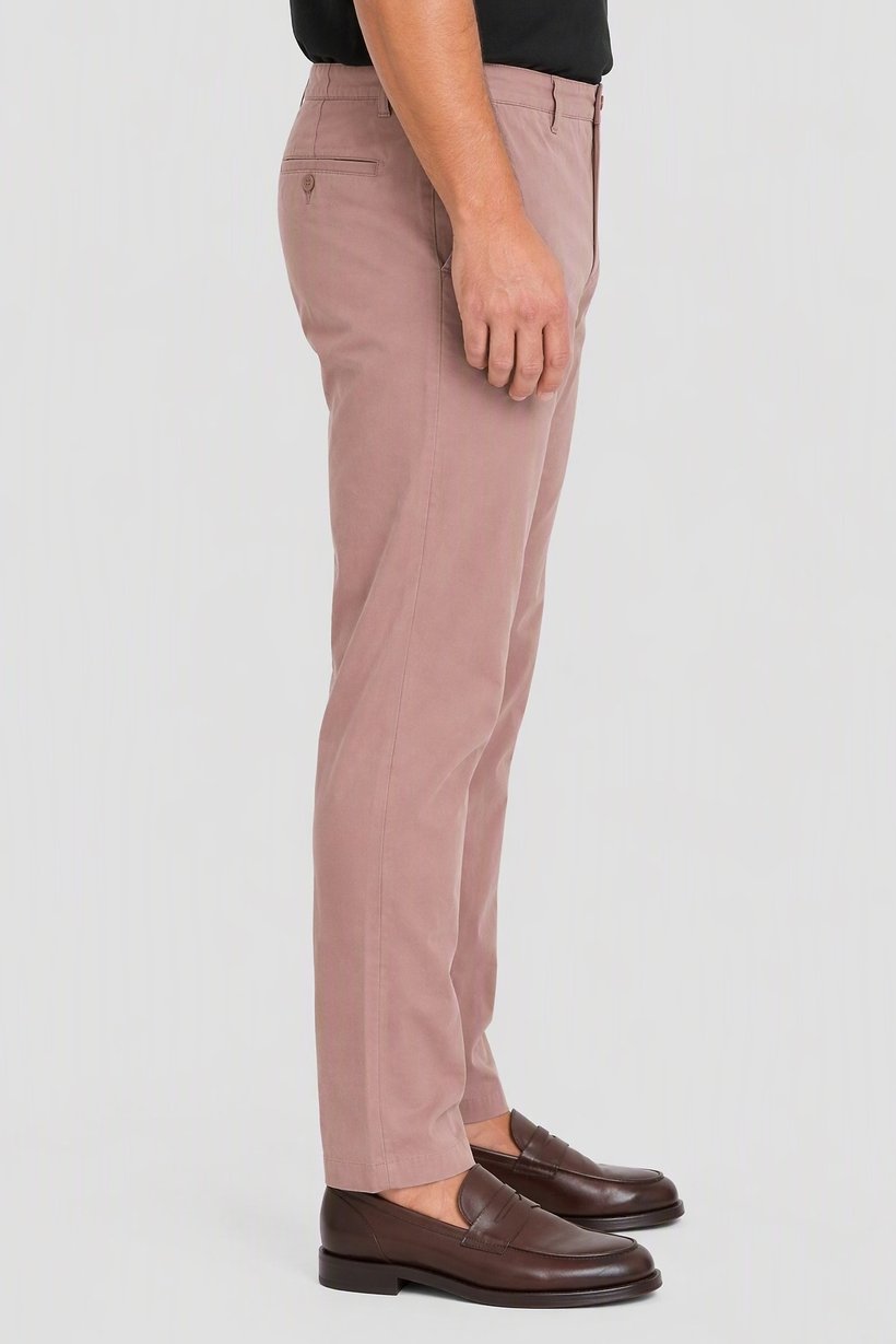 Men Slim Fit Solid Chino Pants, Old Rose