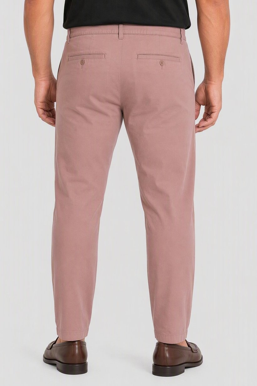Men Slim Fit Solid Chino Pants, Old Rose