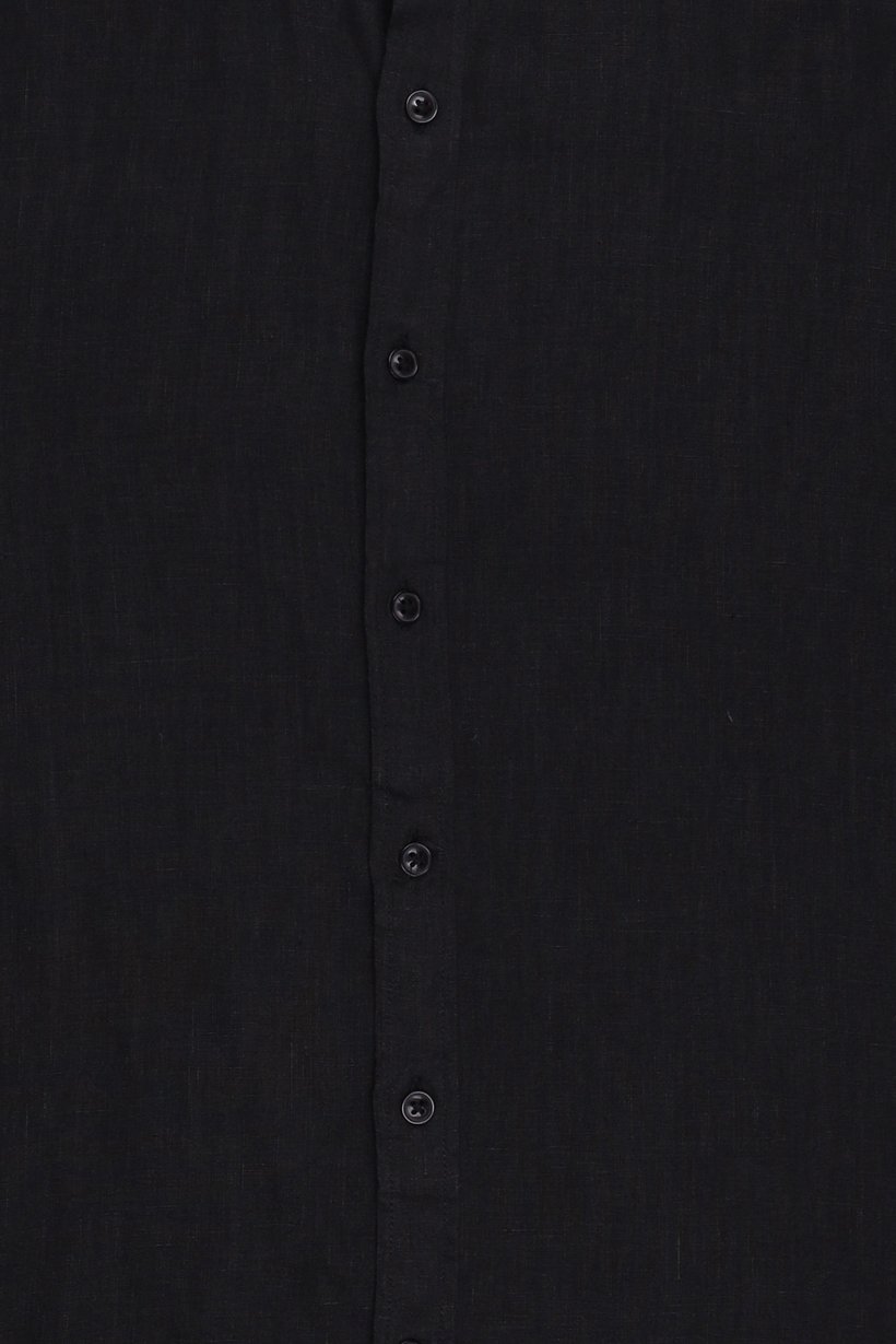 Men Regular Fit Plain Long Sleeve Casual Shirt, Black