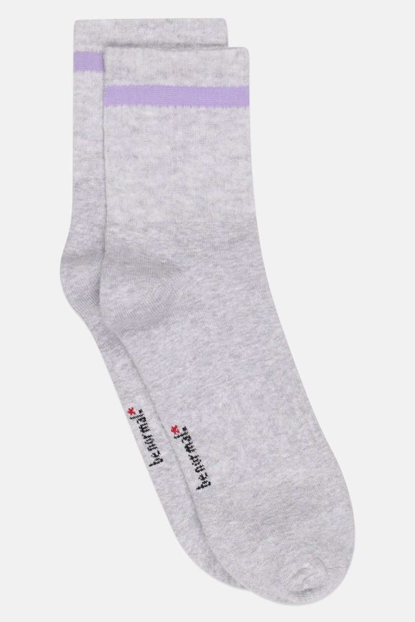 Men Stripe Crew Socks, Heather Grey