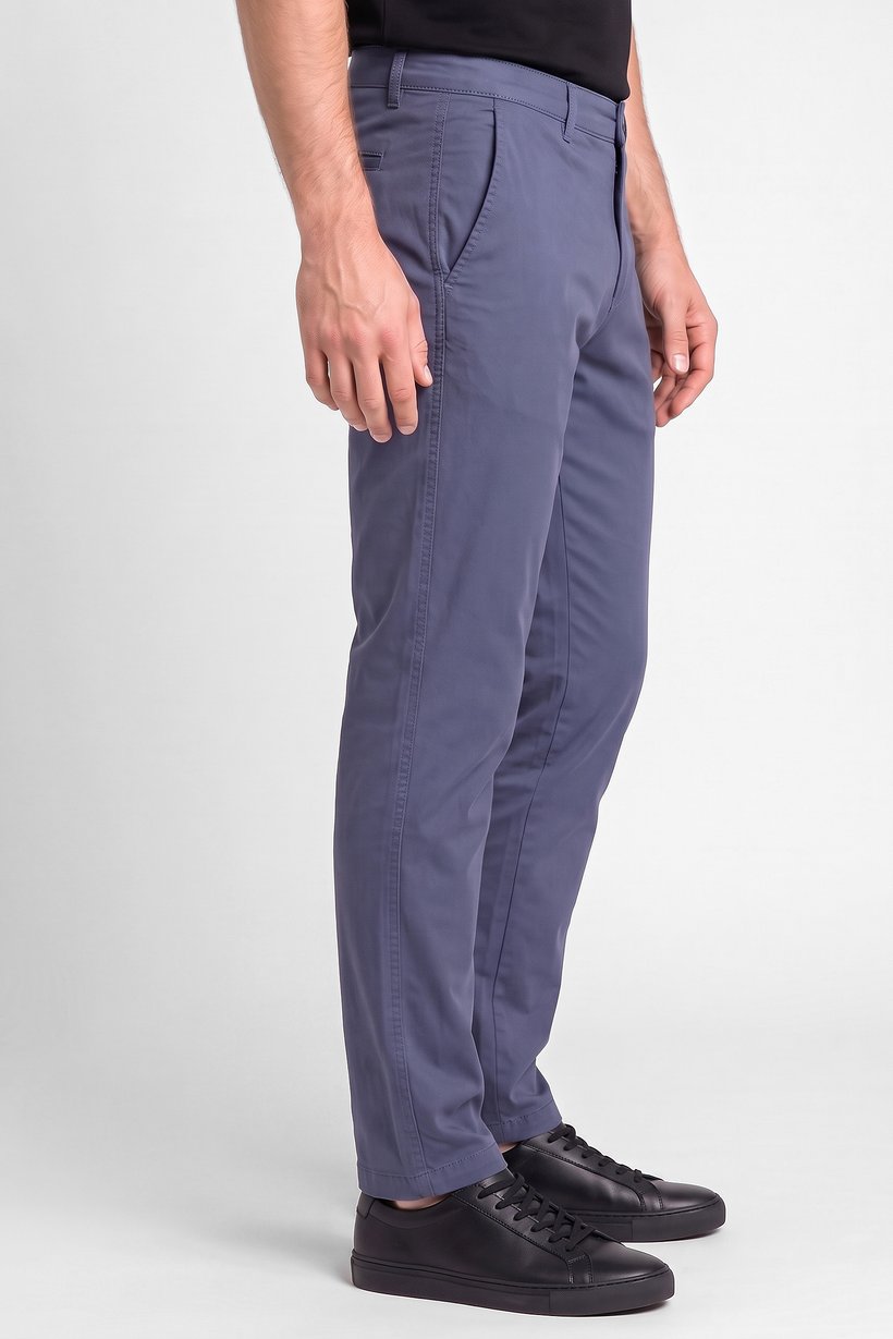 Men Slim Fit Solid Chino Pants, Slate Blue