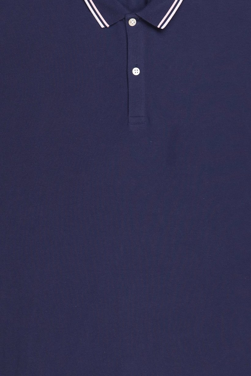 Men Regular Fit Solid Long Sleeves Polo Shirt, Navy