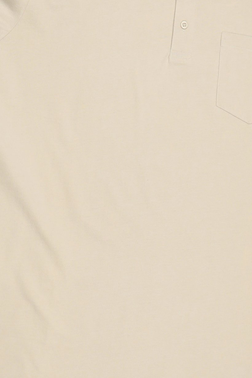 Men Regular Fit Plain Long Sleeve Polo Shirt, Beige