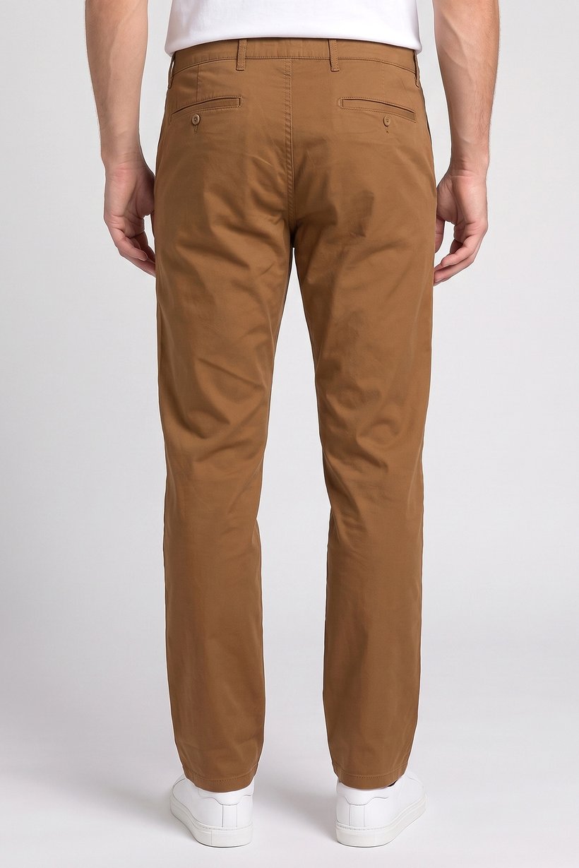 Men Straight Fit Solid Chino Pants, Brown