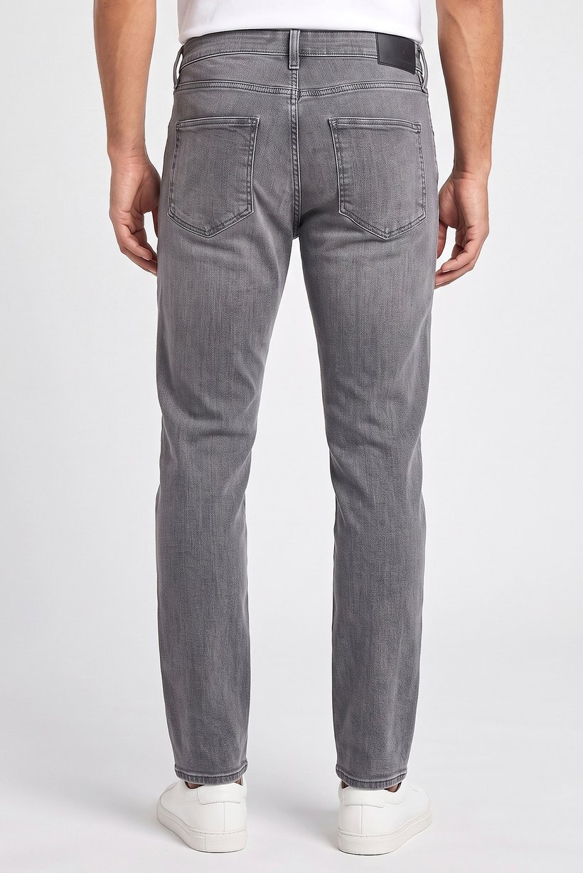 Men Straight Fit Washed Stretchable Denim Jeans, Grey