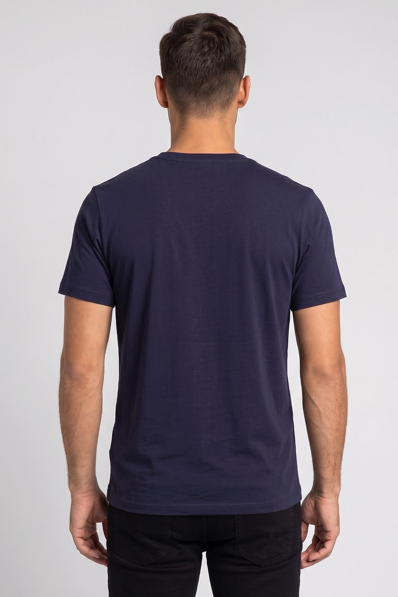 Men Crew Neck Short Sleeves Plain T-Shirt, Navy