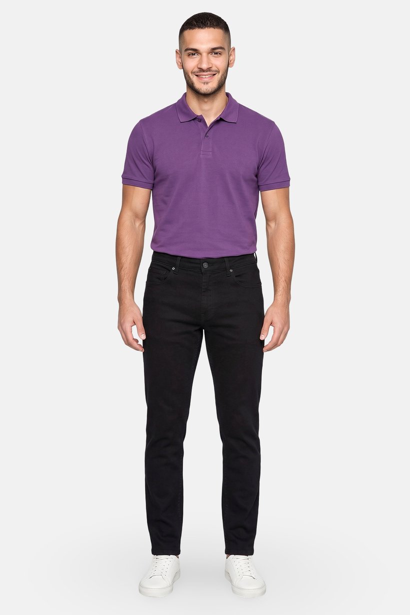 Men Slim Fit Washed Stretchable Jeans, Black