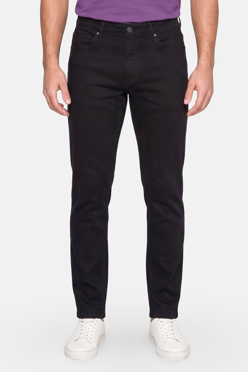 Men Slim Fit Washed Stretchable Jeans, Black