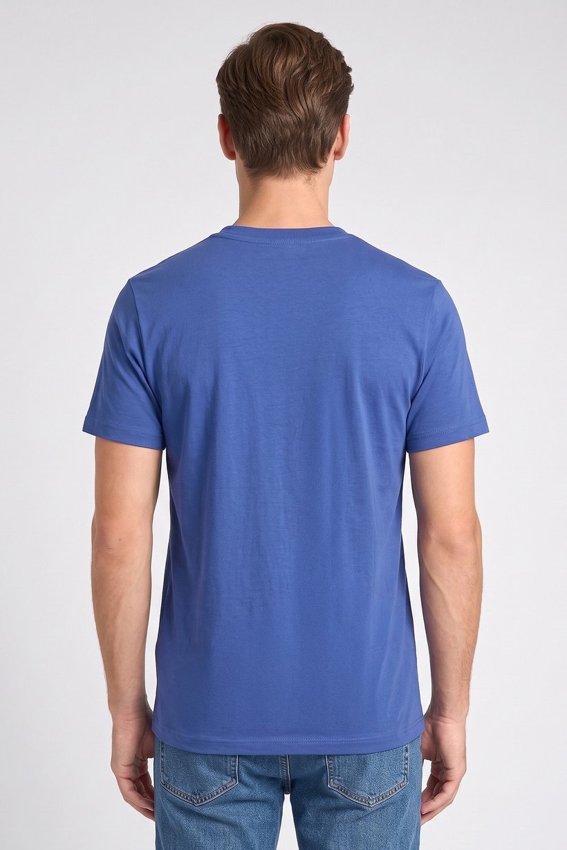 Men Crew Neck Short Sleeve Solid T-shirt, Blue